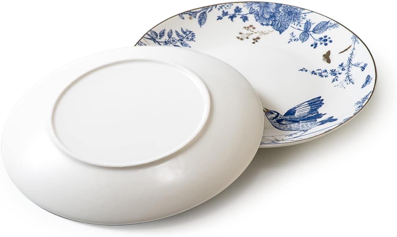 Blue & White Floral Porcelain Dinner Plates – Set of 4, 10 Inch | Nooliano