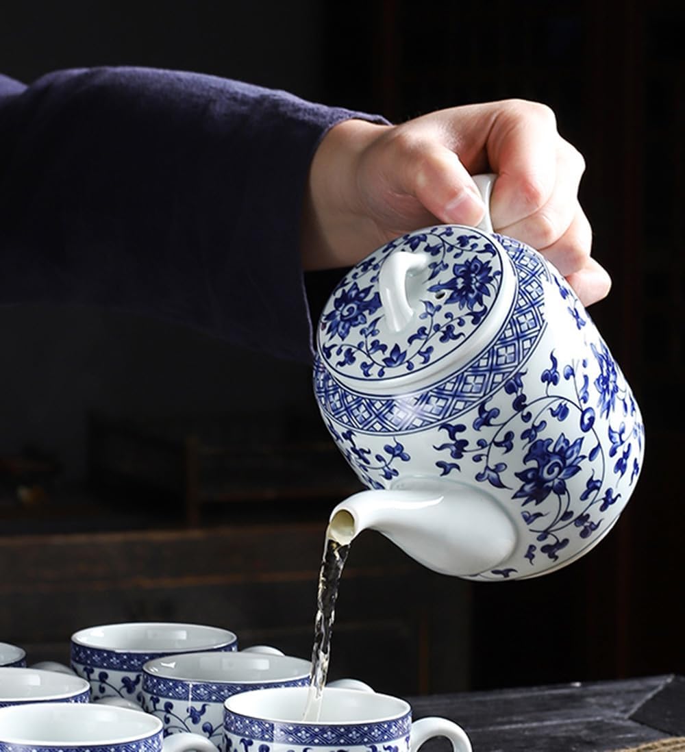 Blue & White Ceramic Teapot 28oz | Nooliano