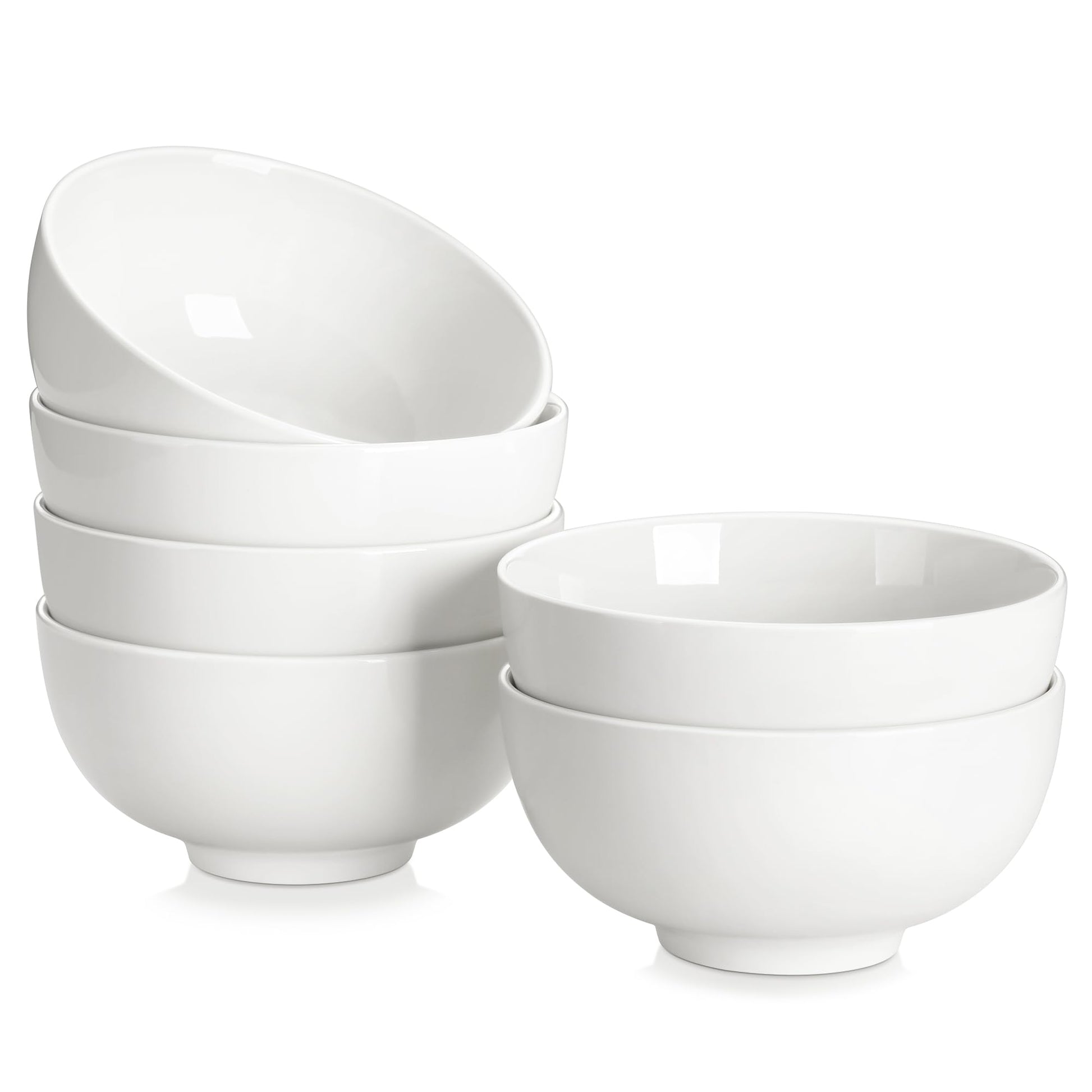 MALACASA 26 OZ Porcelain Soup Bowls Set of 4, White Ceramic Bowls for Kitchen, Cereal Bowl for Oatmeal, Fruit, Salad, Ramen and Rice Bowl -Dishwasher & Microwave Safe Bowls