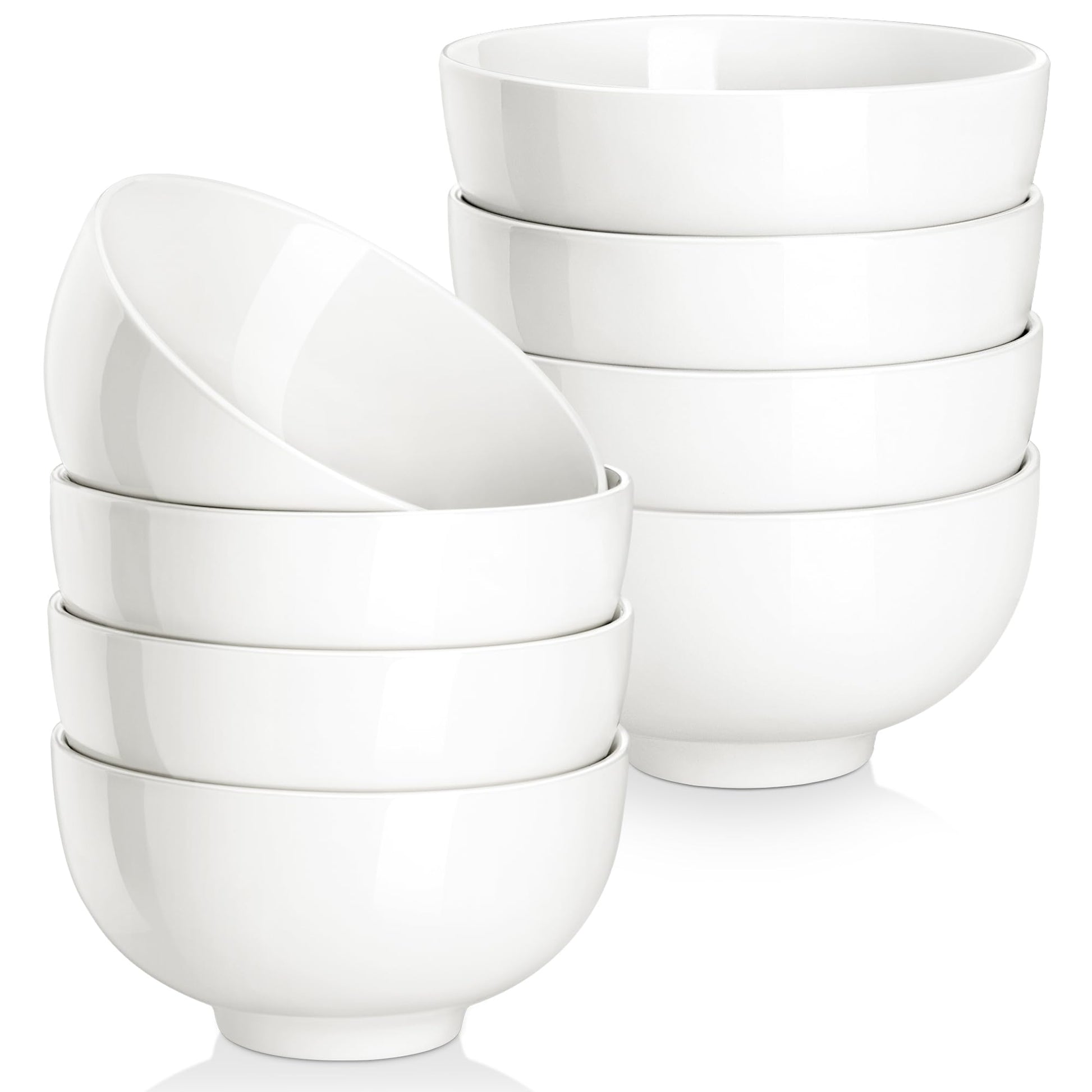 MALACASA 26 OZ Porcelain Soup Bowls Set of 4, White Ceramic Bowls for Kitchen, Cereal Bowl for Oatmeal, Fruit, Salad, Ramen and Rice Bowl -Dishwasher & Microwave Safe Bowls