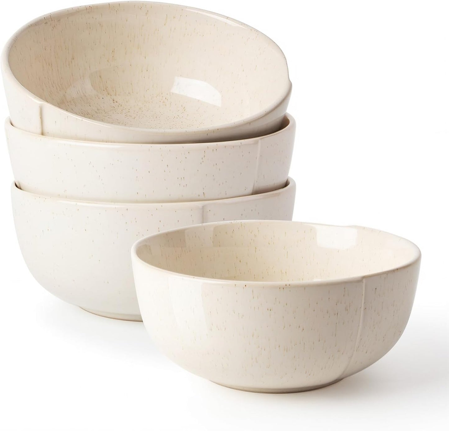 DOWAN 32 OZ Soup Bowls Set of 4, 6" Large Deep Ceramic Bowls with Embossed Sesame Glaze for Kitchen, Oatmeal, Soup, Salad, Fruit, Dishwasher & Microwave Safe