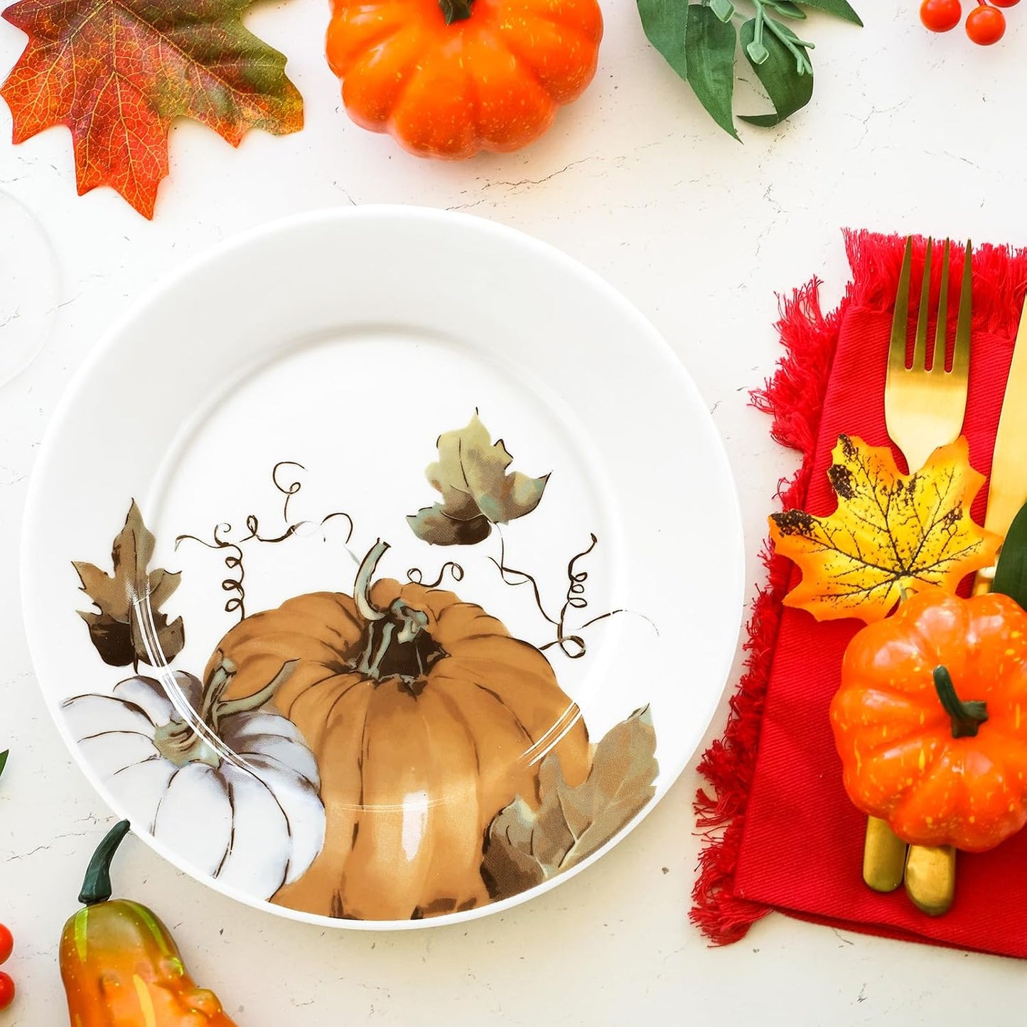 Fall Pumpkin Ceramic Plates – Set of 6, 6 Inch | Nooliano
