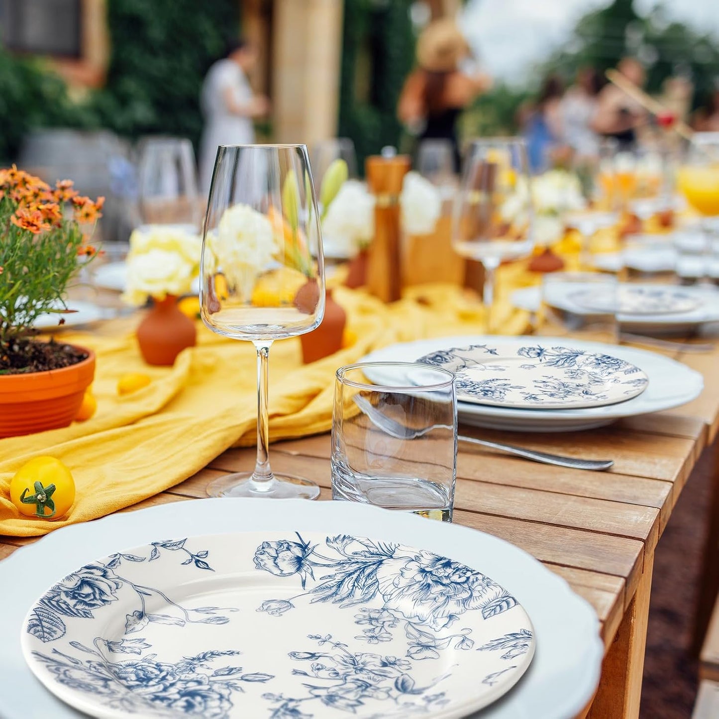 Blue Floral Ceramic Plates – Set of 6, 6 Inch | Nooliano