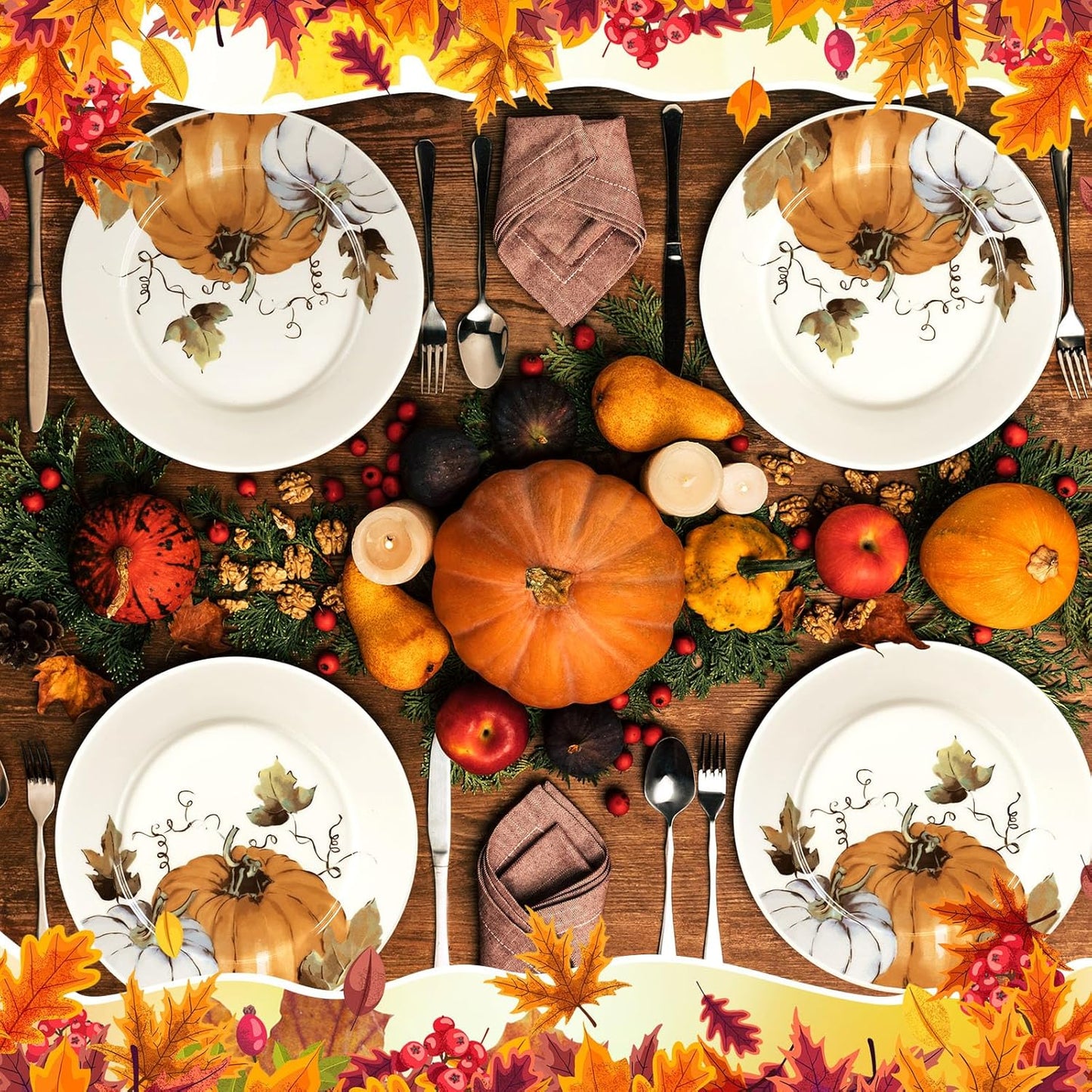 Fall Pumpkin Ceramic Plates – Set of 6, 6 Inch | Nooliano