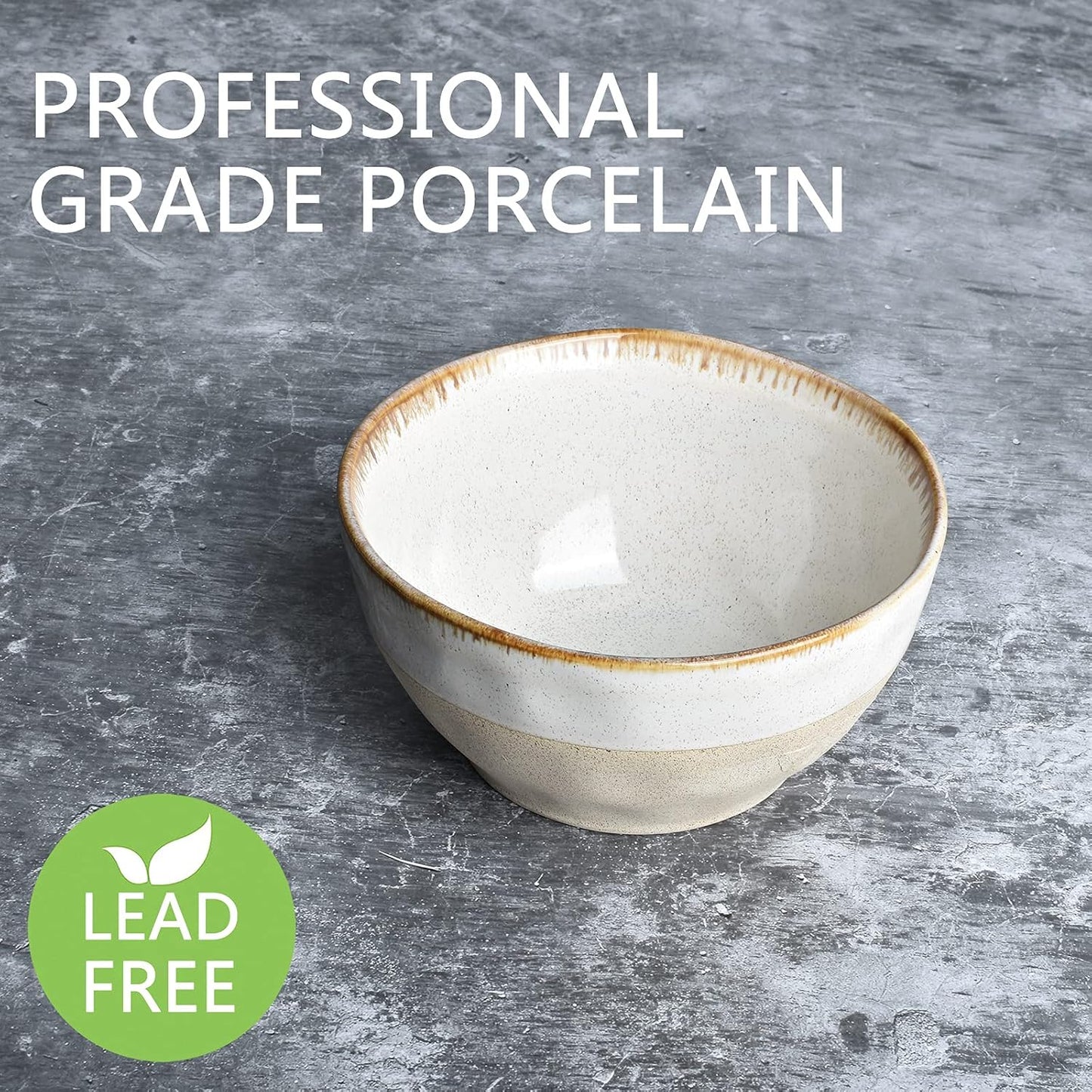 Bosmarlin Ceramic Soup Bowl Set of 4, 28 Oz, Cereal Bowl for Oatmeal, Dishwasher and Microwave Safe (Beige, 6 inches)