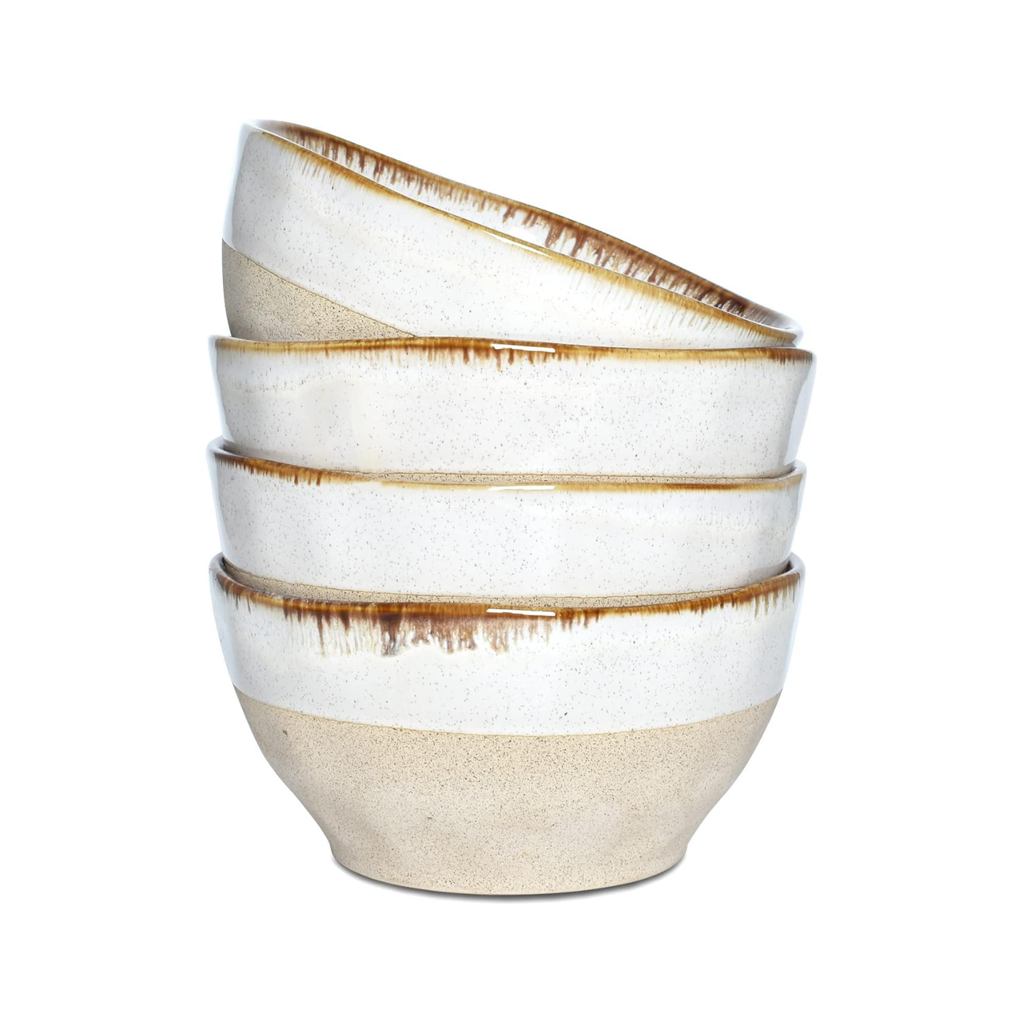 Beige Ceramic Soup Bowls 28oz – Set of 4, 6 Inch | Nooliano