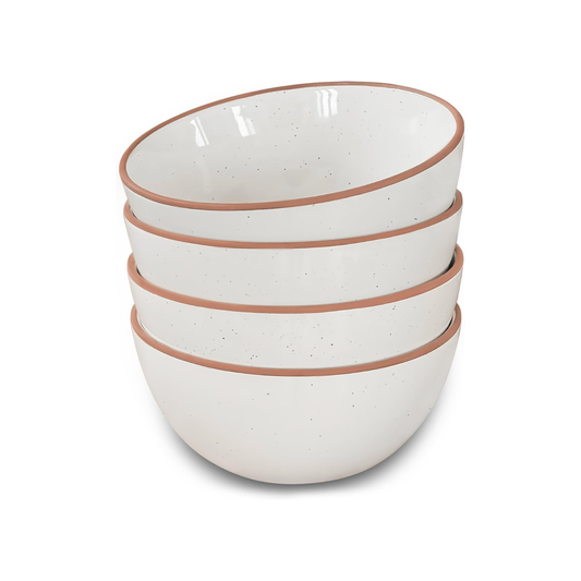 Ceramic Bowls 28oz Vanilla White – Set of 4 | Nooliano