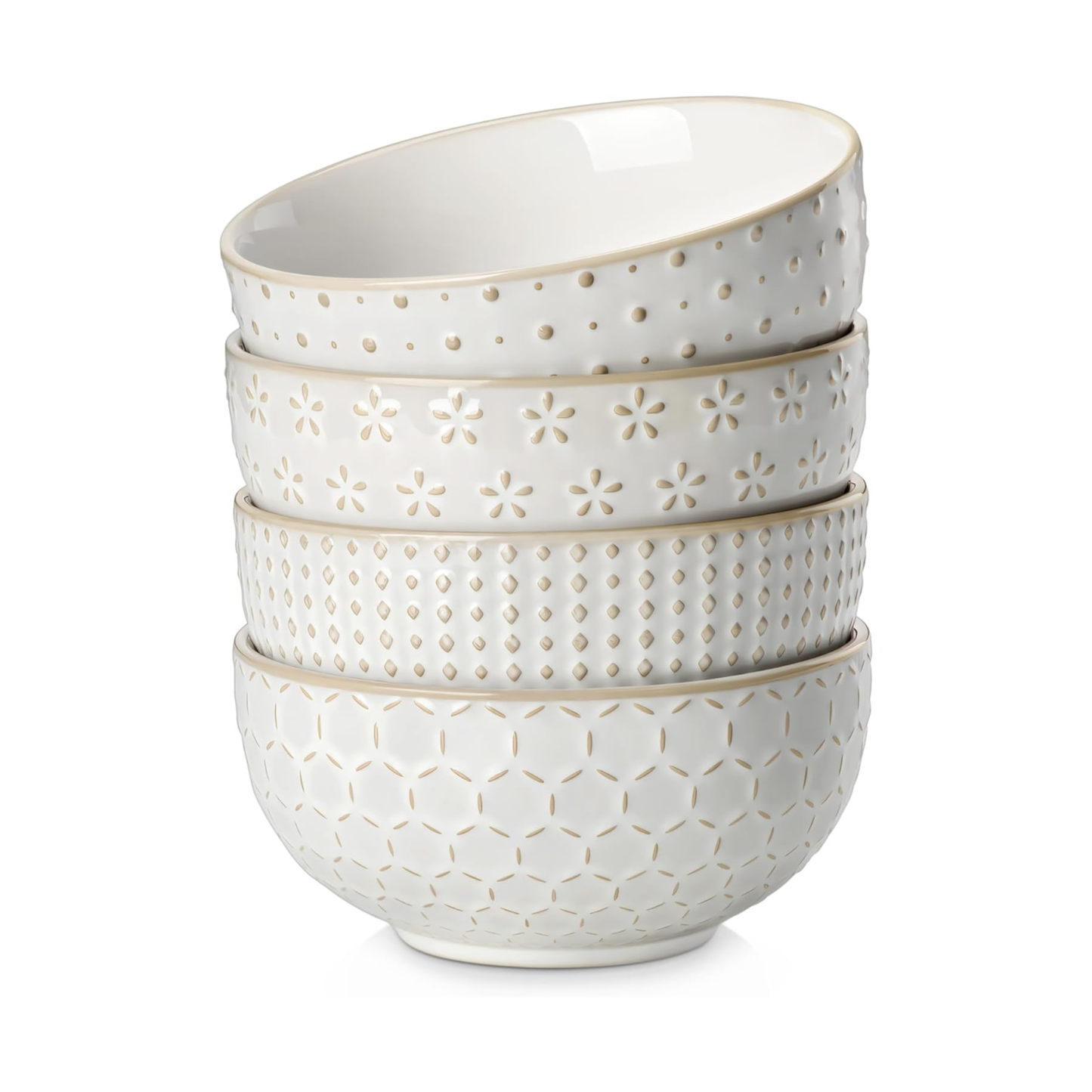 Arctic White Ceramic Cereal Bowls 30oz Set of 4 – Nooliano