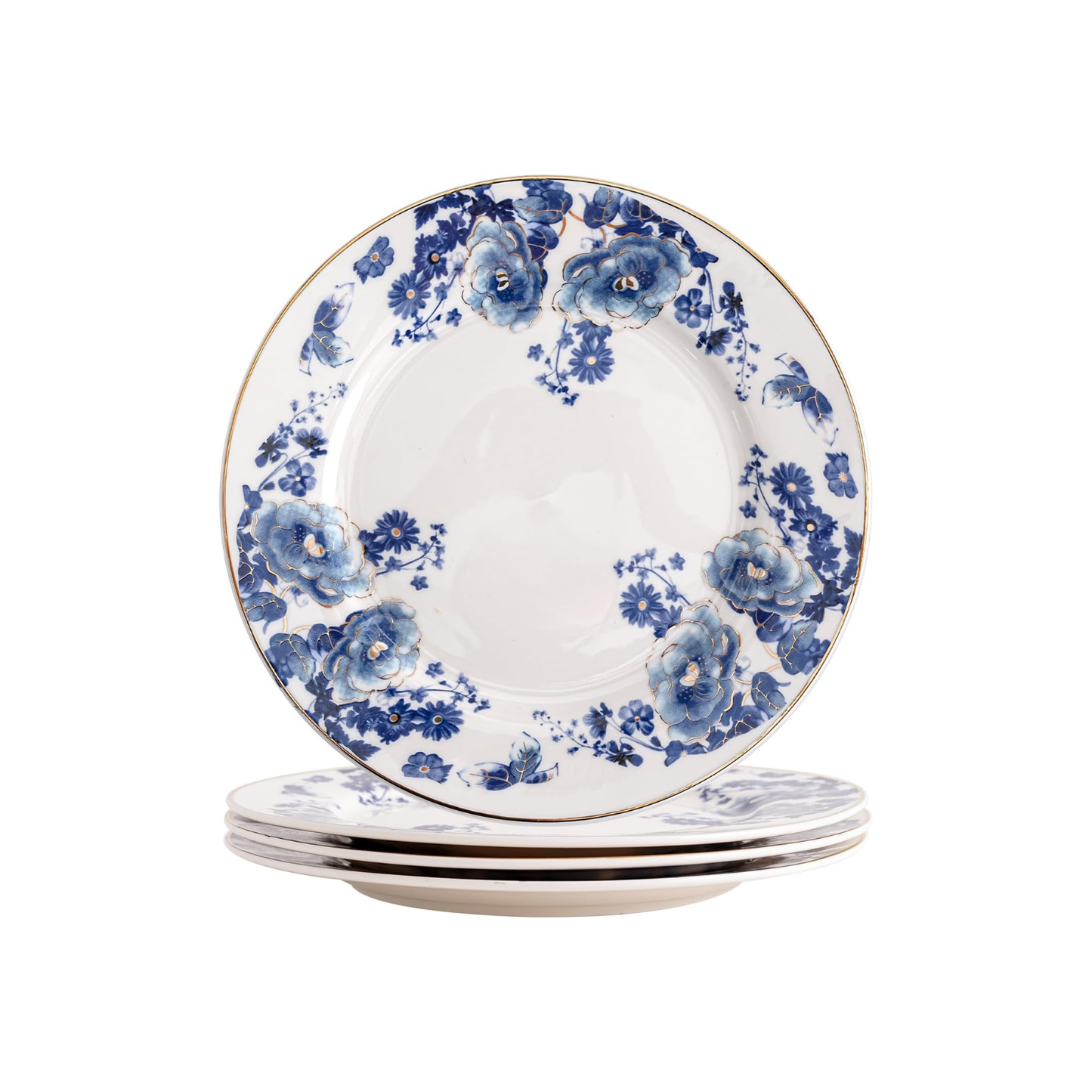 Agyiuns Blue Floral Porcelain Plates Set of 4 – 8 Inch | Nooliano