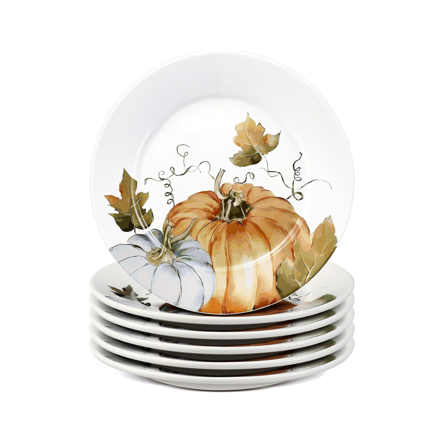Fall Pumpkin Ceramic Plates – Set of 6, 6 Inch | Nooliano