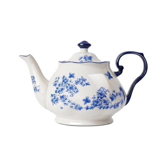 Bone Porcelain European Floral Teapot 45oz | Nooliano