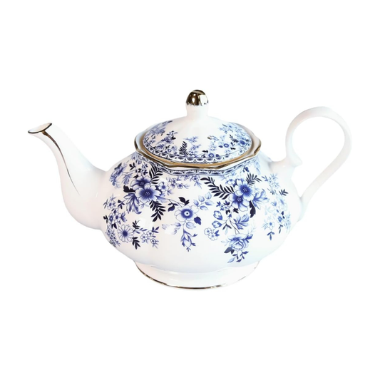 Vintage Floral Ceramic Teapot 22oz – Gold Rim | Nooliano